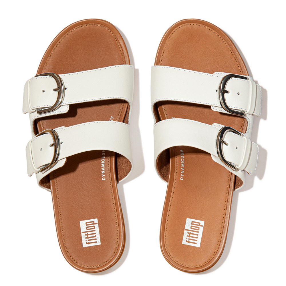 Fitflop Womens Slides White - Gracie Buckle Leather - 12LNZIEXA